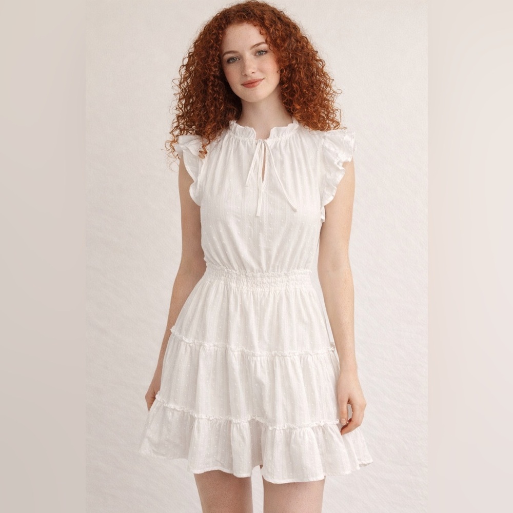 Altered State White Ruffle Tiered Dress